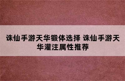 诛仙手游天华锻体选择 诛仙手游天华灌注属性推荐